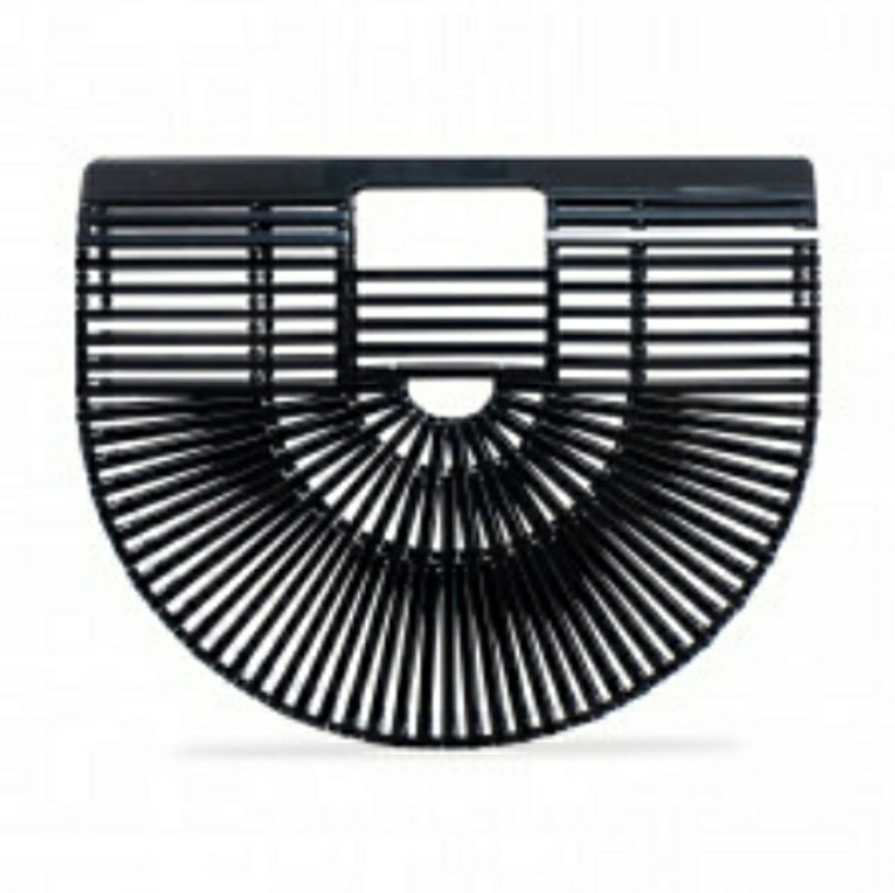 Vintage Half Moon Clutch Bamboo Ark Bag Black